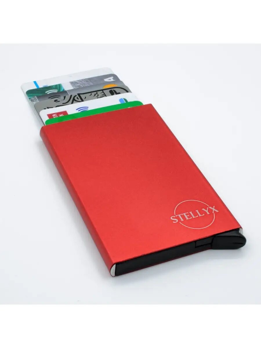 Визитница STELLYX, фактура зернистая, красный/черный — фото 1