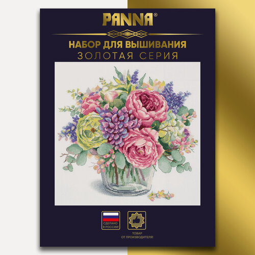 Изображение товара Набор для вышивания PANNA "Золотая серия" C-7306 "Букет с пионами" 34.5 х 32 см