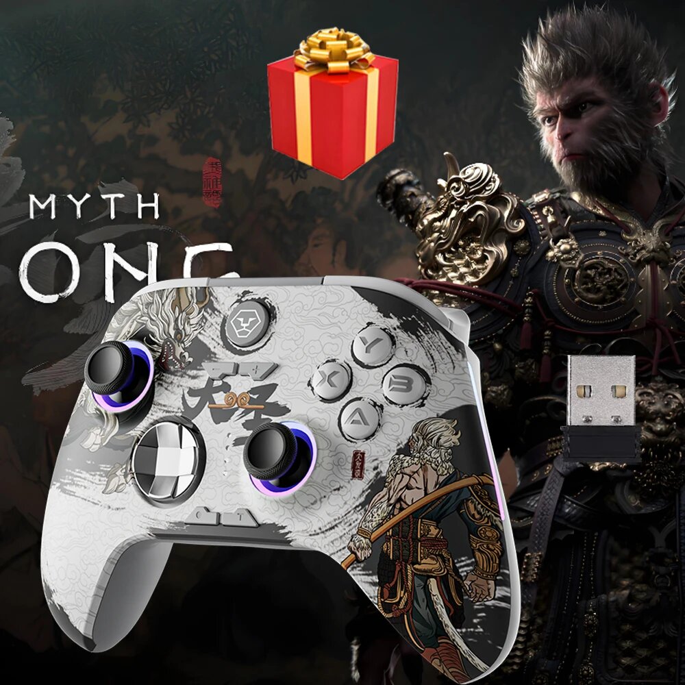 Геймпады Black Myth Wukong Беспроводной или проводной Bluetooth Игровой контроллер Android RGB с эффектом Холла Джойстик Триггер Бесплатная доставка, White