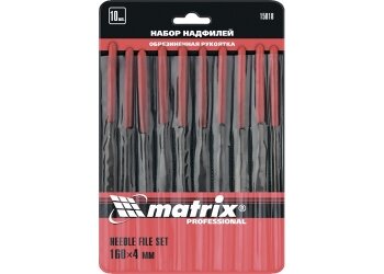 Набор надфилей, 160 х 4мм, 10 шт, обрезиненные рукоятки MATRIX 15818