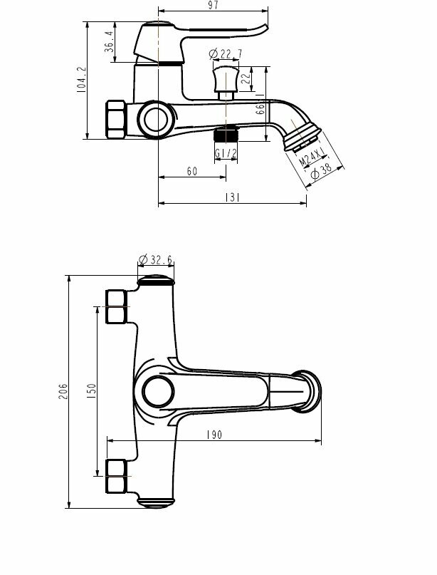Смеситель для ванной ESKO Monaco MC 54 без аксессуаров, сатин — фото 1