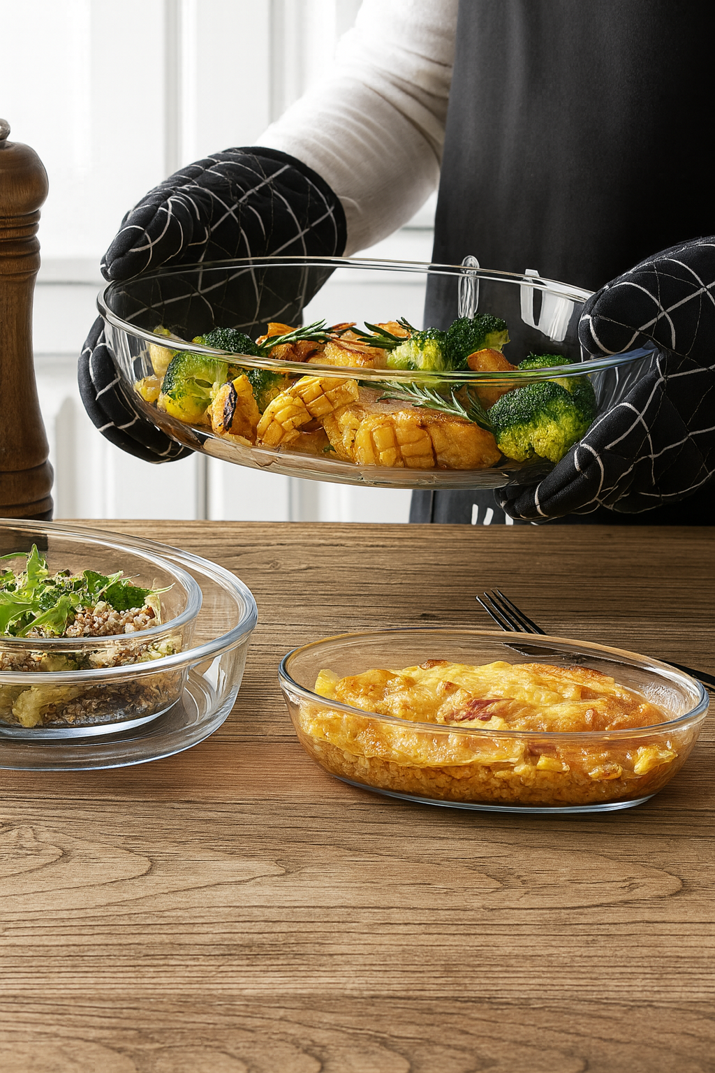 Формы для запекания овальные PASABAHCE BORCAM 159027 стеклянные, набор 3 шт, 1550–3200 мл