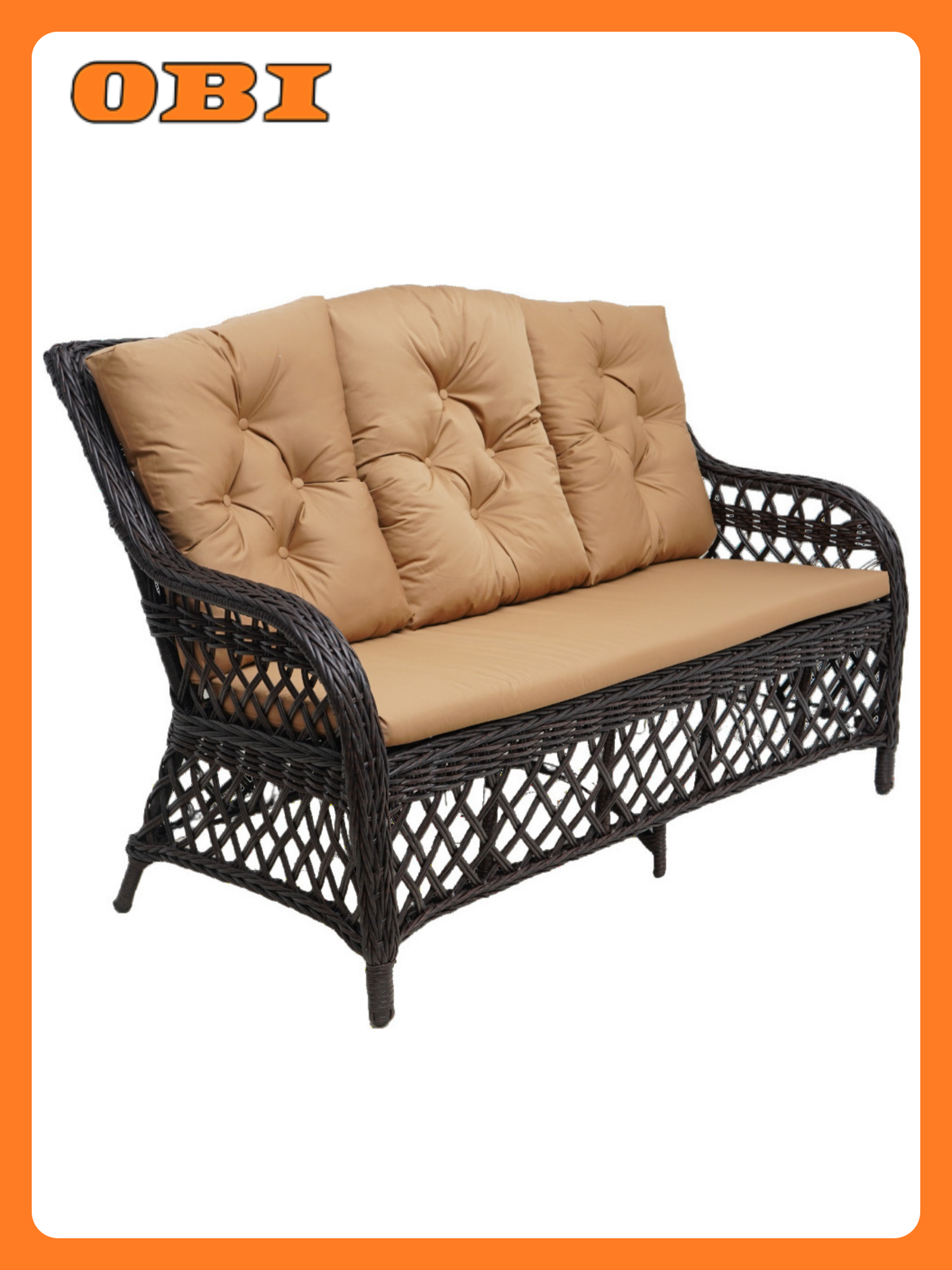 Диван садовый BEATRISS 160 иск. ротанг DARK BROWN