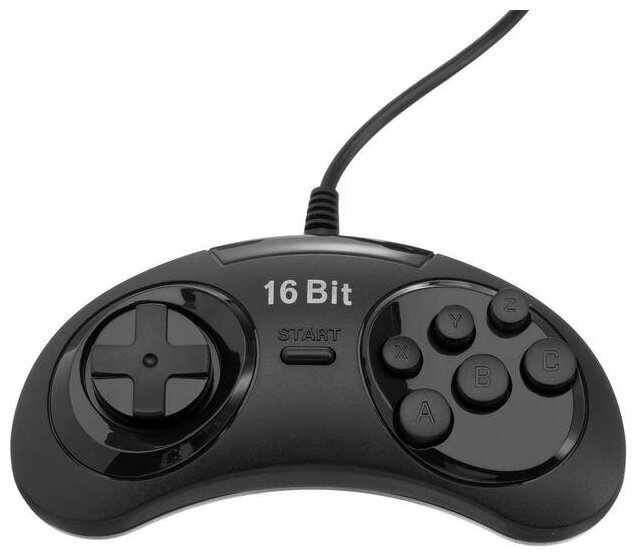 Геймпад для Sega 16-bit, 6 кнопок, черный