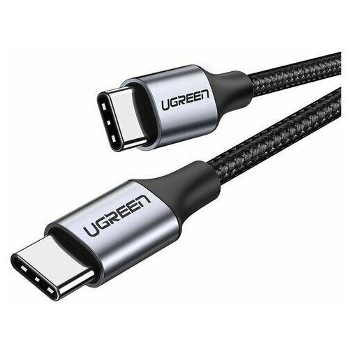 Кабель круглый UGREEN US261 (50150) USB 2.0 C M/M Round Cable Nickel Plating Aluminum Shell. Длина 1 м. Цвет: серо-черный