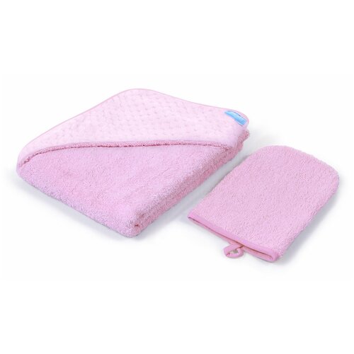 фото Полотенце с уголком и варежкой nuovita grazia 100x100 махра/плюш-соты. (розовый / rosa)