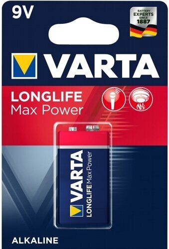 Батарейка 9V Крона щелочная Varta Longlife Max Power 6LR-61 (Max Tech 4722) в блистере 1шт.