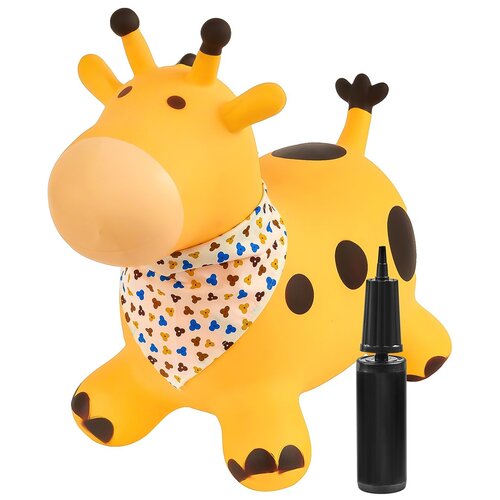 Игрушка-попрыгун LAKO sport желтый жираф Раф (в комплекте с насосом и платком-банданой), 50 см, желтый