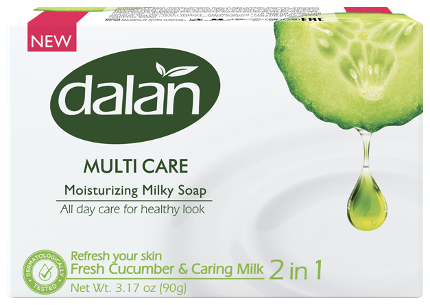 Мыло твёрдое DALAN Multi Care 150гр 2в1 Огурец Молоко