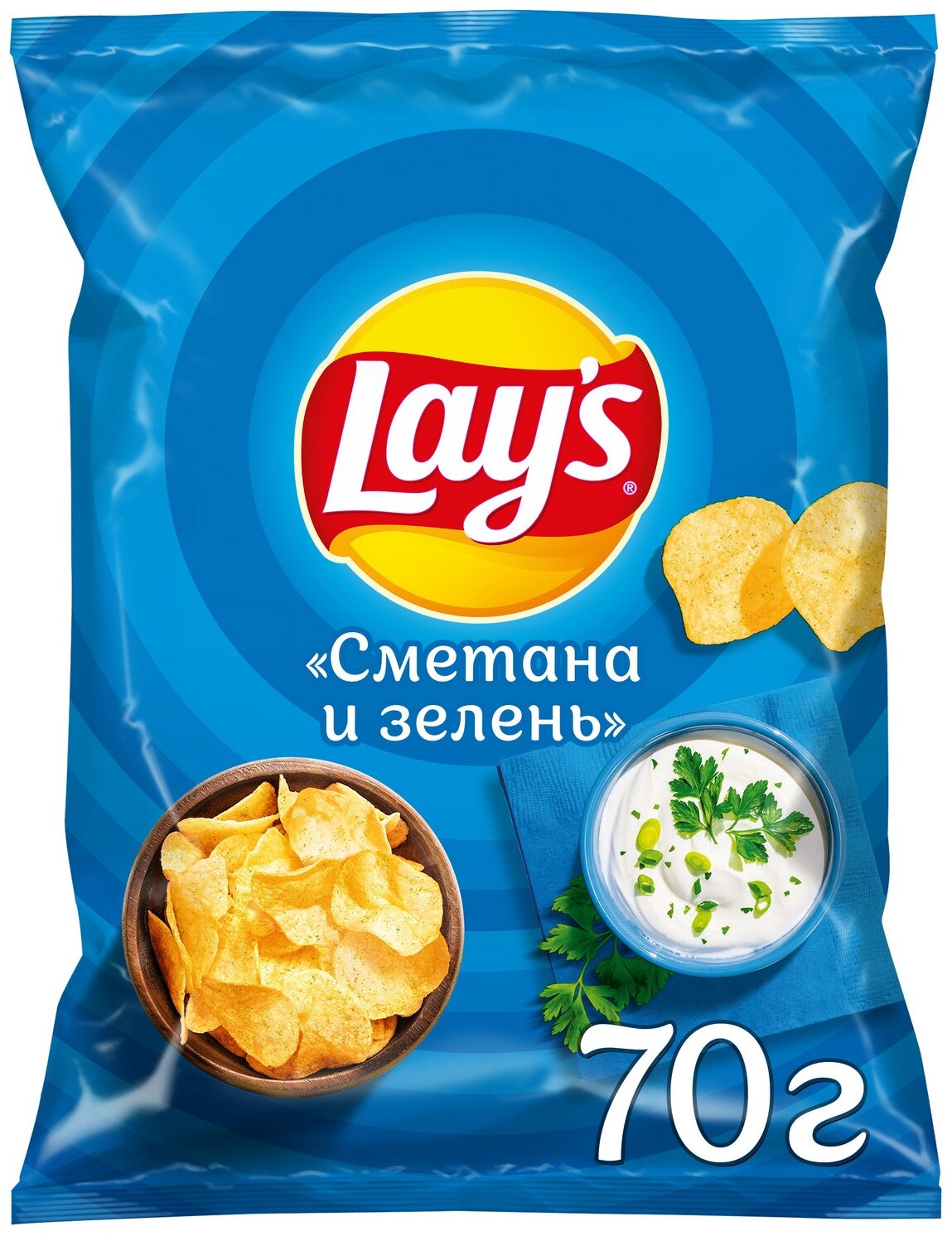 Чипсы картофельные LAY'S со вкусом сметаны и зелени, 70г