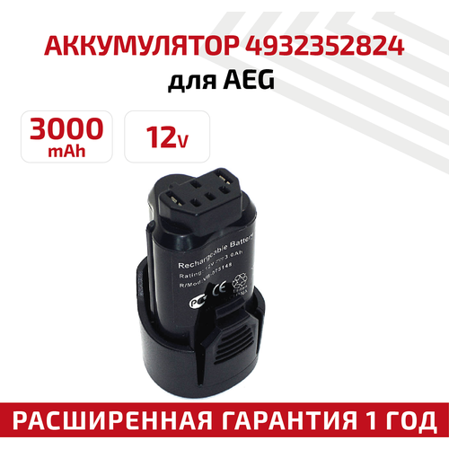 Аккумулятор RageX для электроинструмента AEG (p/n: 4932352824, 4932430166), 3.0Ач, 12В, Li-Ion аккумулятор ragex для электроинструмента aeg p n 4932352824 4932430166 4ач 12в li ion