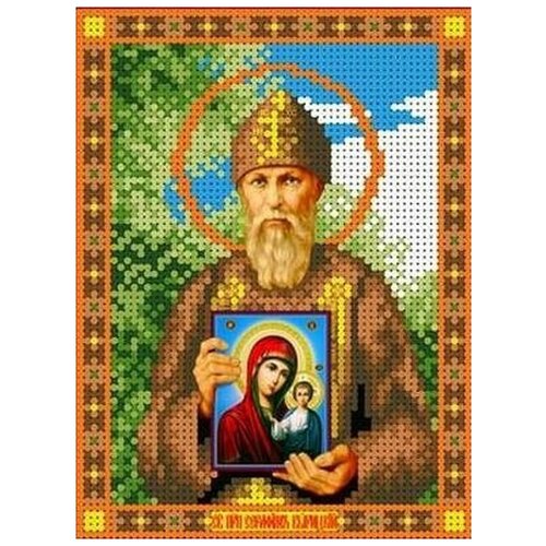 Рисунок на ткани Каролинка Святой Серафим, 13x16,5 см рисунок на ткани каролинка святой пантелеймон 7x9 см