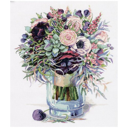 фото Набор для вышивания panna золотая серия c-7159 букет с анемонами 1 шт.