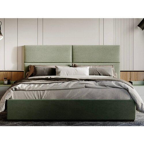 Кровать KAILY двуспальная 180х200, с мягким изголовьем, кровать из велюра, ортопедическое основание