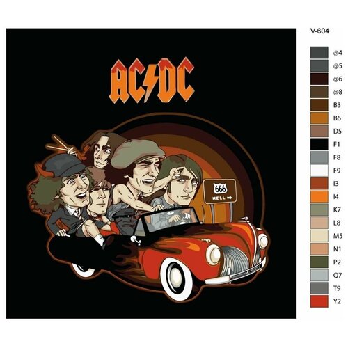 Картина по номерам V-604 Новая школа. Рок-группа AC/DC, 40x40 см