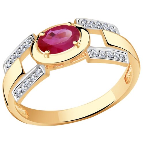 Кольцо АЛЕКСАНДРА, золото, 585 проба, бриллиант, рубин, размер 19