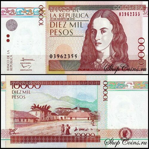 Колумбия 10000 песо 2001-2014 (UNC Pick 453) колумбия 2000 песо 2014 г франсиско де паула сантандер unc