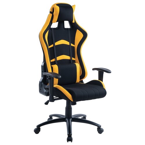 фото Кресла игровые кресло игровое helmi hl- g07 "pointer", ткань черная/желтая, 2 подушки