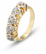 Кольцо обручальное Гатамов, белое, комбинированное, желтое золото, 585 проба, бриллиант