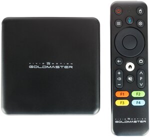 NEW, ТВ Android приставка GoldMaster i-910, 2/16Gb, Smart TV, Android TV 10, черный, Wi-Fi 5 (2,4/5Ггц), Bluetooth 5.2, технологии защиты DRM.