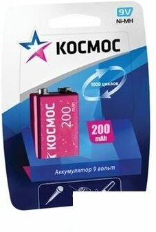 Аккумулятор 6F22 200мА.ч 1BL (блист.1шт) KOCNI-MH6F22(200mAh) КОСМОС - фото №3