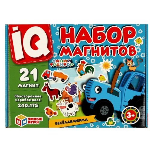 Умные игры IQ-набор магнитов Синий Трактор. Весёлая ферма, 323189 разноцветный