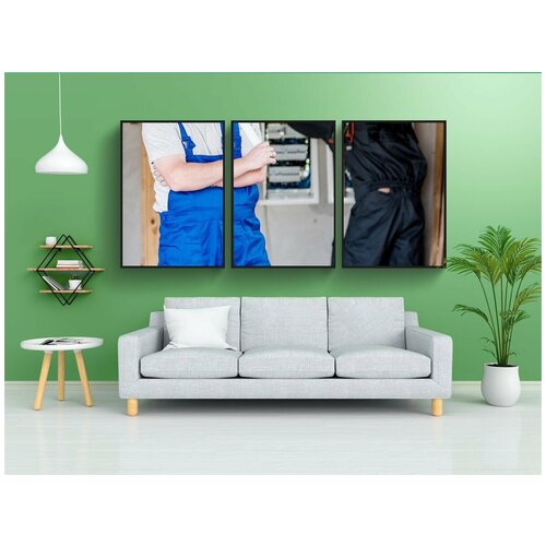 фото Набор модулных постеров для интерьера "электрик, электрический, электричество" 60x90 см. в тубусе, без рамки lotsprints