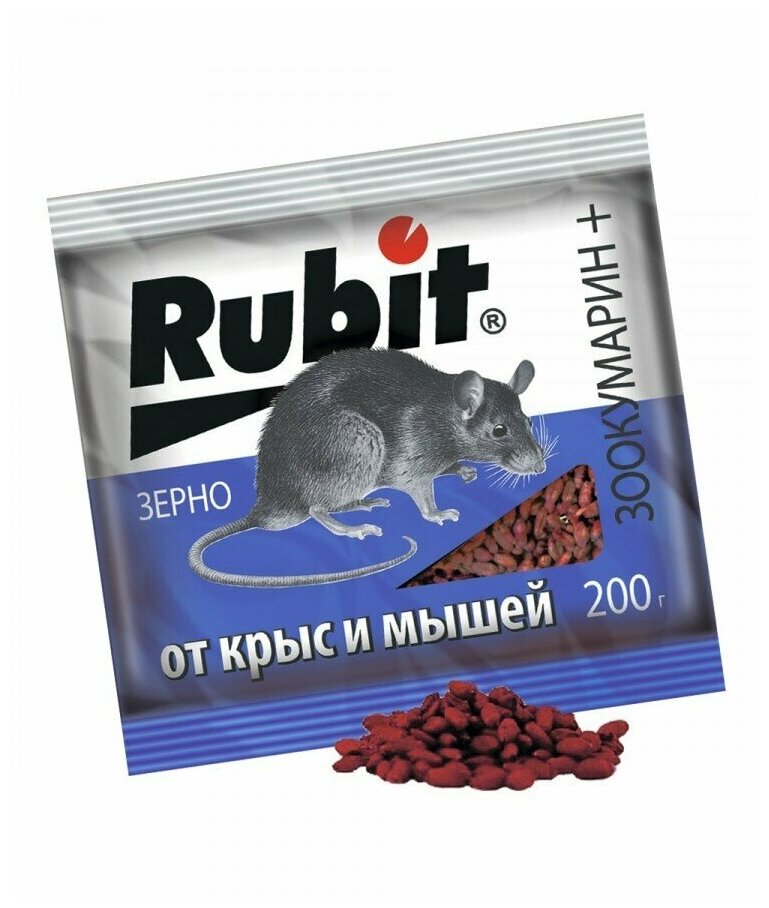 Зерновая приманка "Rubit" Зоокумарин+, от крыс и мышей, 200 г - фотография № 6