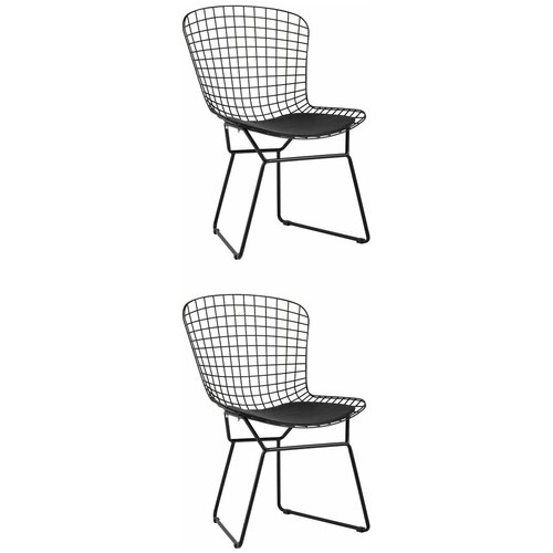 фото Комплект обеденных стульев 2 шт bertoia, черный, с черной подушкой stool group