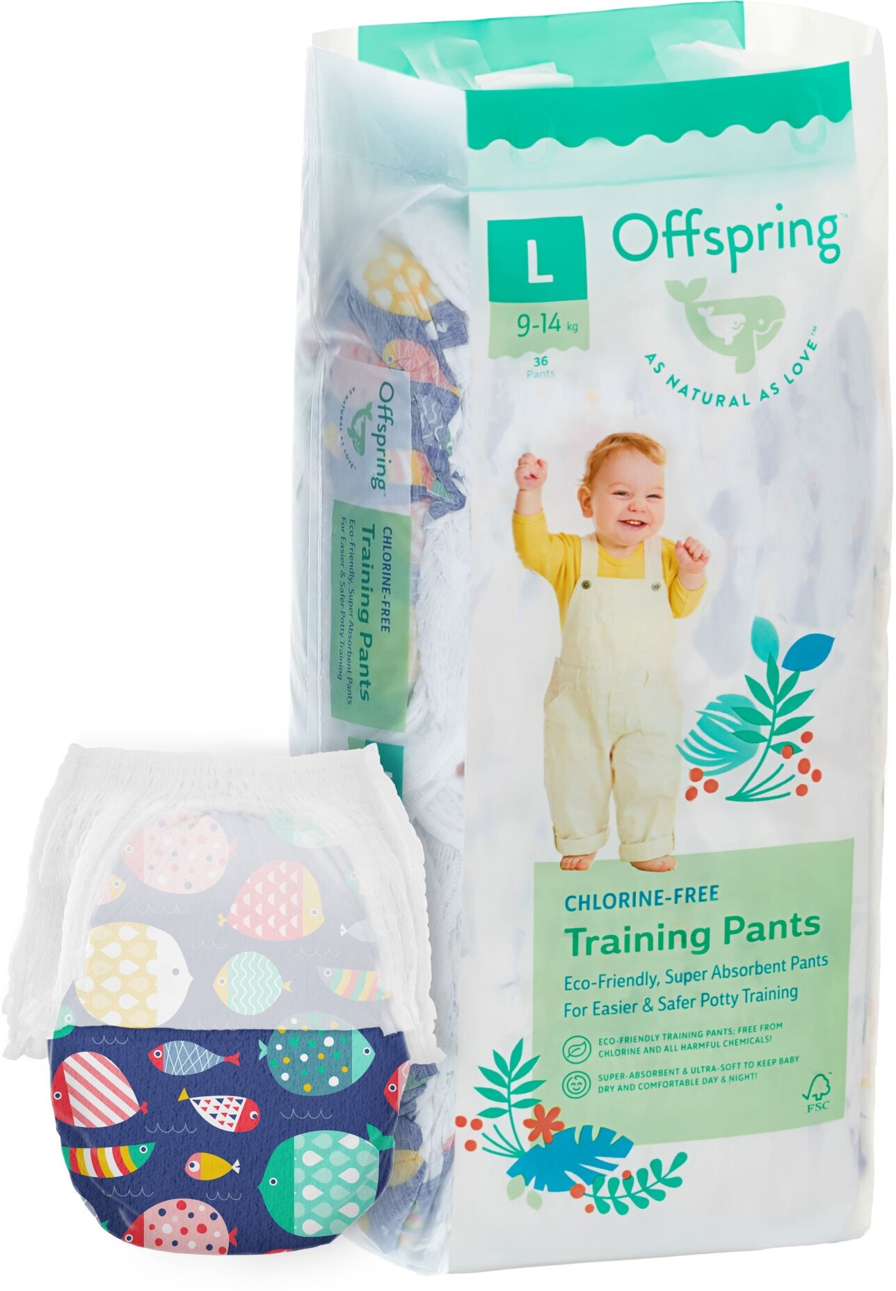 Подгузники-трусики Offspring "Тропики" L, 9-14кг, 36шт. - фото №12