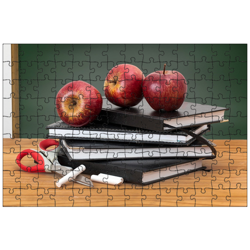фото Магнитный пазл 27x18см."школа, книги, яблоки" на холодильник lotsprints