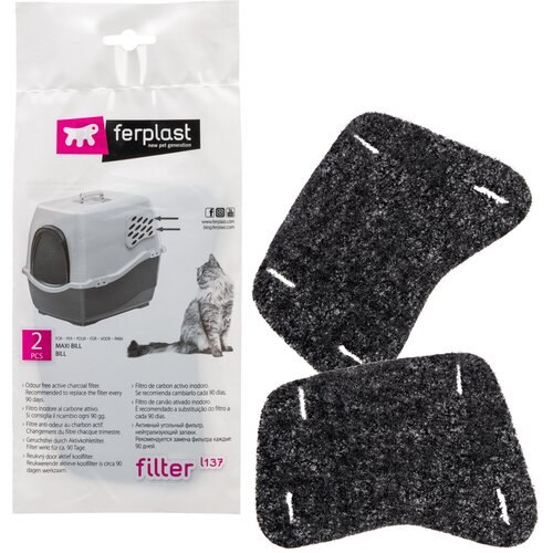 Угольный фильтр Ferplast BILL для кошачьих туалетов L137, 2шт. набор аксессуаров для закрытого кошачьего туалета ferplast maxi bella cabri