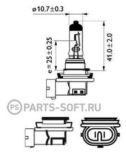 Лампа H11 12V-55W (PGJ19-2) ( +30 света) VISION (блистер 1ШТ.) PHILIPS 12362PRB1 | цена за 1 шт