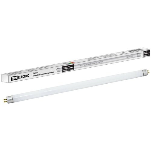 фото Лампа люминесцентная линейная двухцокольная лл-12/12вт, t4/g5, 4000 к, длина 368,2мм tdm sq0355-0005 (упаковка 25 шт) tdm еlectric