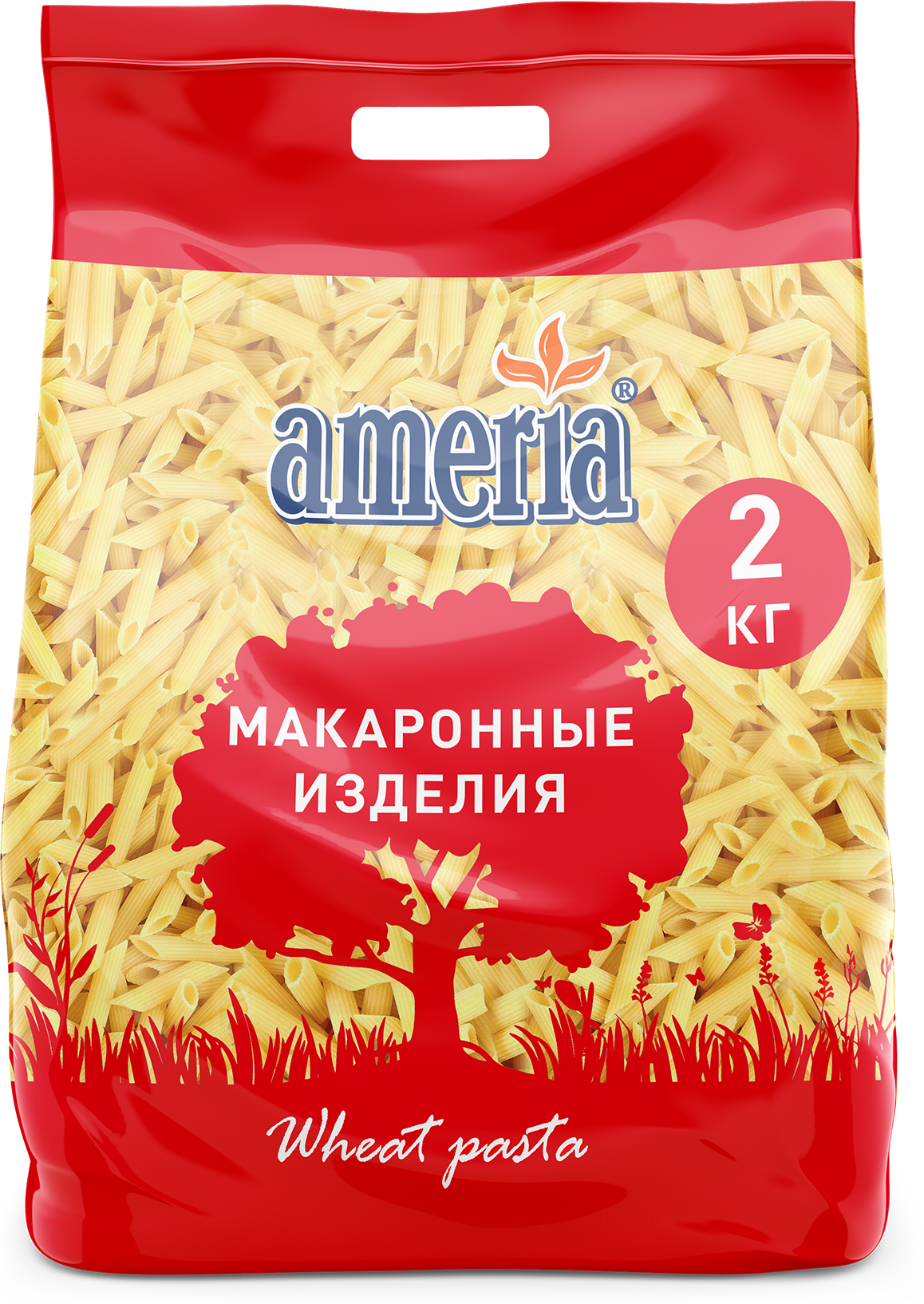 Макаронные изделия Ameria Penne Rigate Перья рифленые № 023, 2 кг