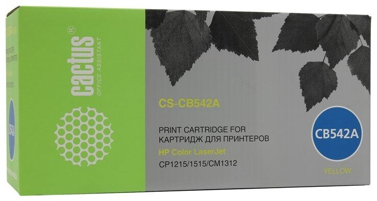 Картридж Cactus CS-CB542A, желтый, 1400 страниц, совместимый для Color LaserJet CP1215 / CP1515n / CM1312 / CM1312nfi