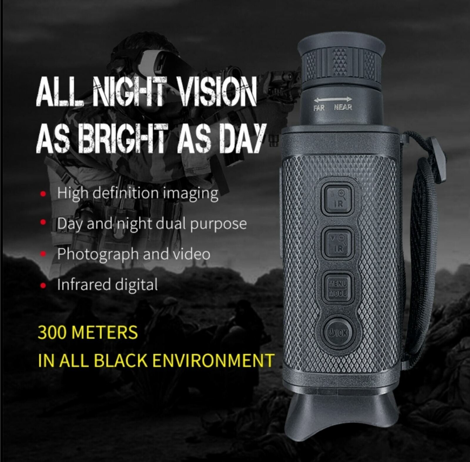 Инфракрасный цифровой монокуляр ночного видения фото и видео для ручной охоты днем и ночью Оптическое 2x цифровой зум 8x