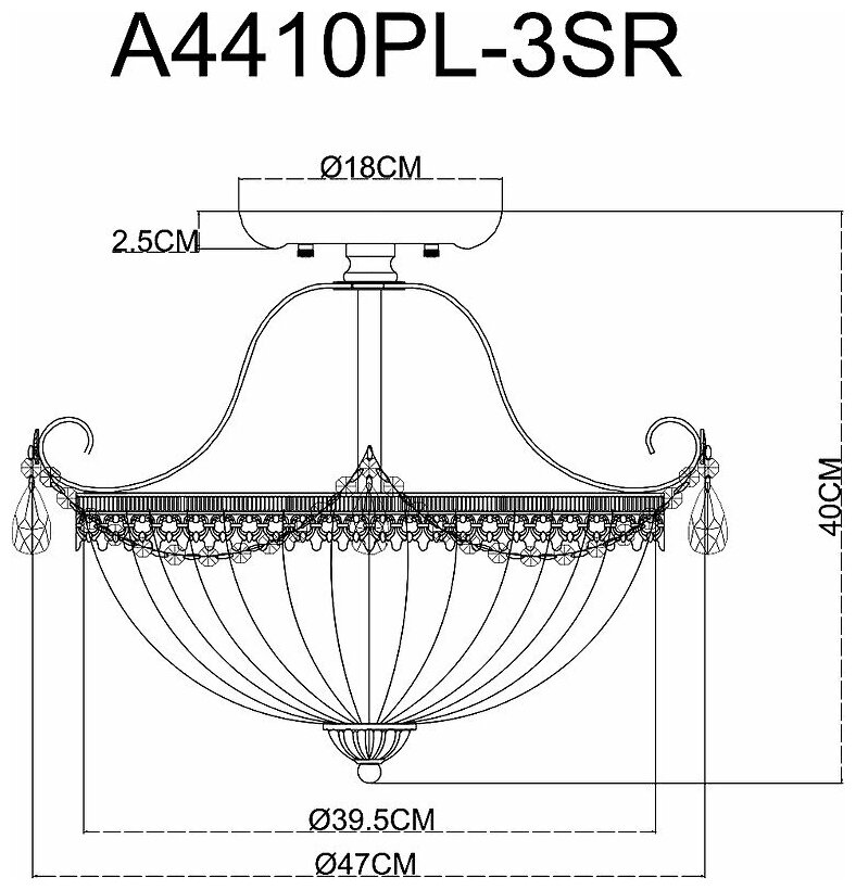 Светильник потолочный Arte Lamp A4410PL-3SR - фото №10