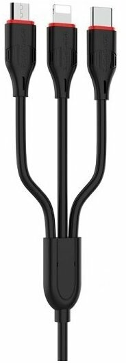 Кабель Borofone BX17 Enjoy 3 in 1 USB - Lightning+MicroUSB+Type-C, 1 м - фото №8