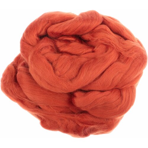 Шерсть для валяния лента гребенная 100% шерсть троицкая тонкая терракот (0031), 100г, 3шт