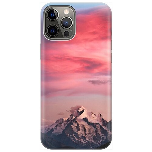 фото Ультратонкий силиконовый чехол-накладка для apple iphone 12 pro max с принтом "горы и небо" gosso