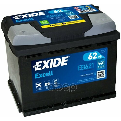 Exide Eb621 Excell_аккумуляторная Батарея! 19.5/17.9 Рус 62Ah 540A 242/175/190 EXIDE арт. EB621