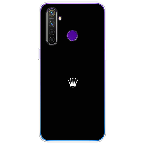 Силиконовый чехол на Realme 5 Pro / Реалми 5 Про Белая корона на черном фоне силиконовый чехол на realme 5 pro реалми 5 про белая корона на черном фоне