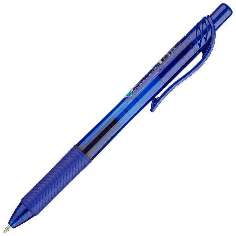 Ручка гелевая Pentel EnerGel Rec ЭКО BL107C, 0,3мм, автомат, с резиновым упором, синяя