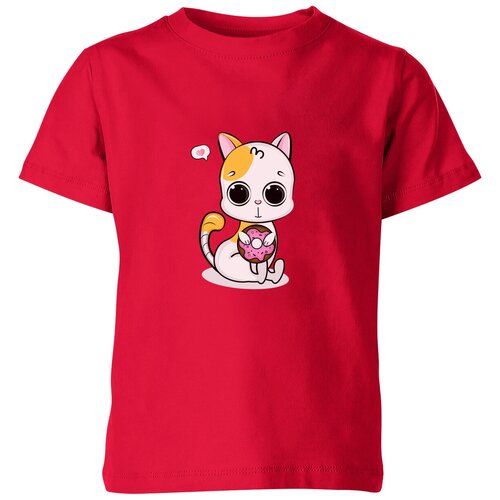 мужская футболка кот с пончиком s красный Футболка Us Basic, размер 12, красный