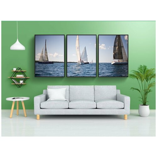 фото Набор модулных постеров для интерьера "парусный спорт, великих озер, остров макино" 60x90 см. в тубусе, без рамки lotsprints