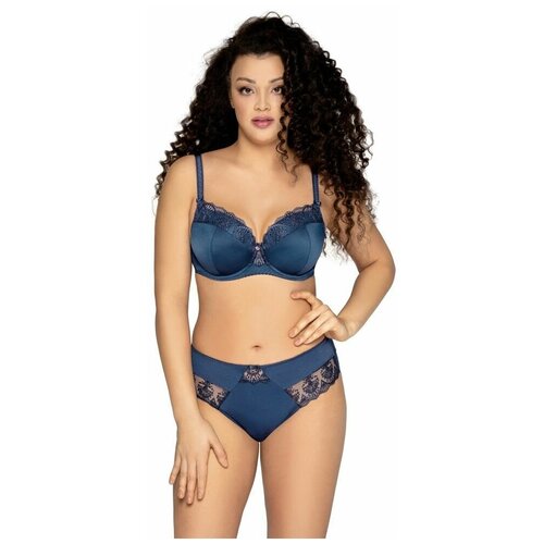 фото Трусики-бразилиана из эластичного трикотажного полотна и сетки с вышивкой, телесный, l ava lingerie