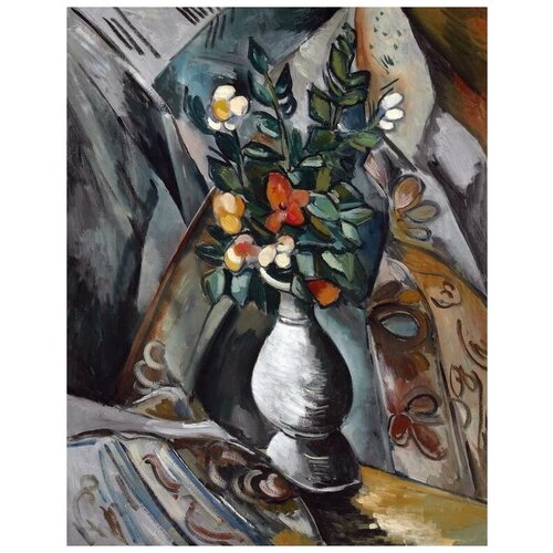 Репродукция на холсте Букет в белой вазе (Bouquet in white vase) №2 Вламинк Морис 50см. x 64см.