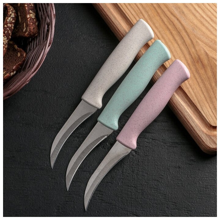 Нож для чистки овощей Доляна «Ринго», лезвие 7,5 см, цвет микс