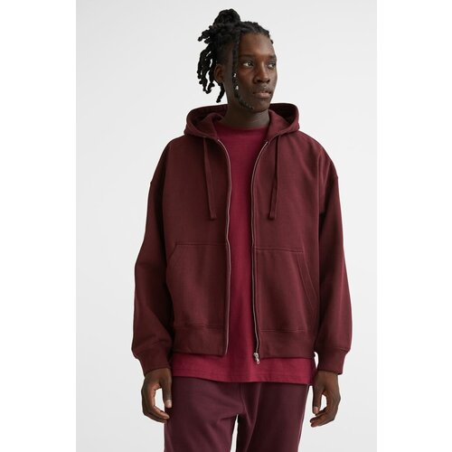 фото Хлопковая куртка с капюшоном оверсайз - красный - m h&m
